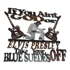 Elvis Presley Metal Wall Art Blue Suede Shoes Vintage Original‎ One Of A Kind